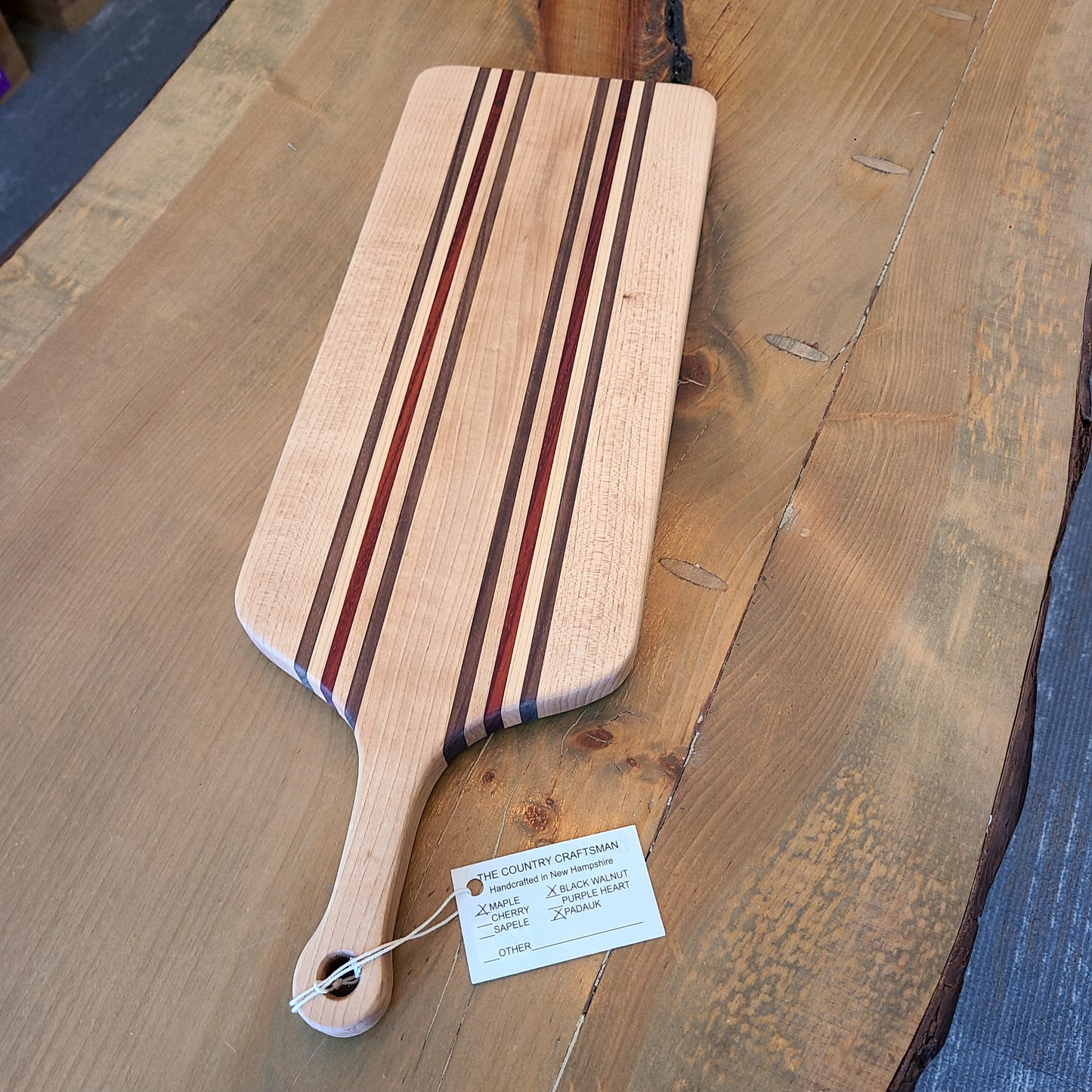 Handcrafted maple, black walnut & padauk wood Bread Board (The Country Craftsman) OL