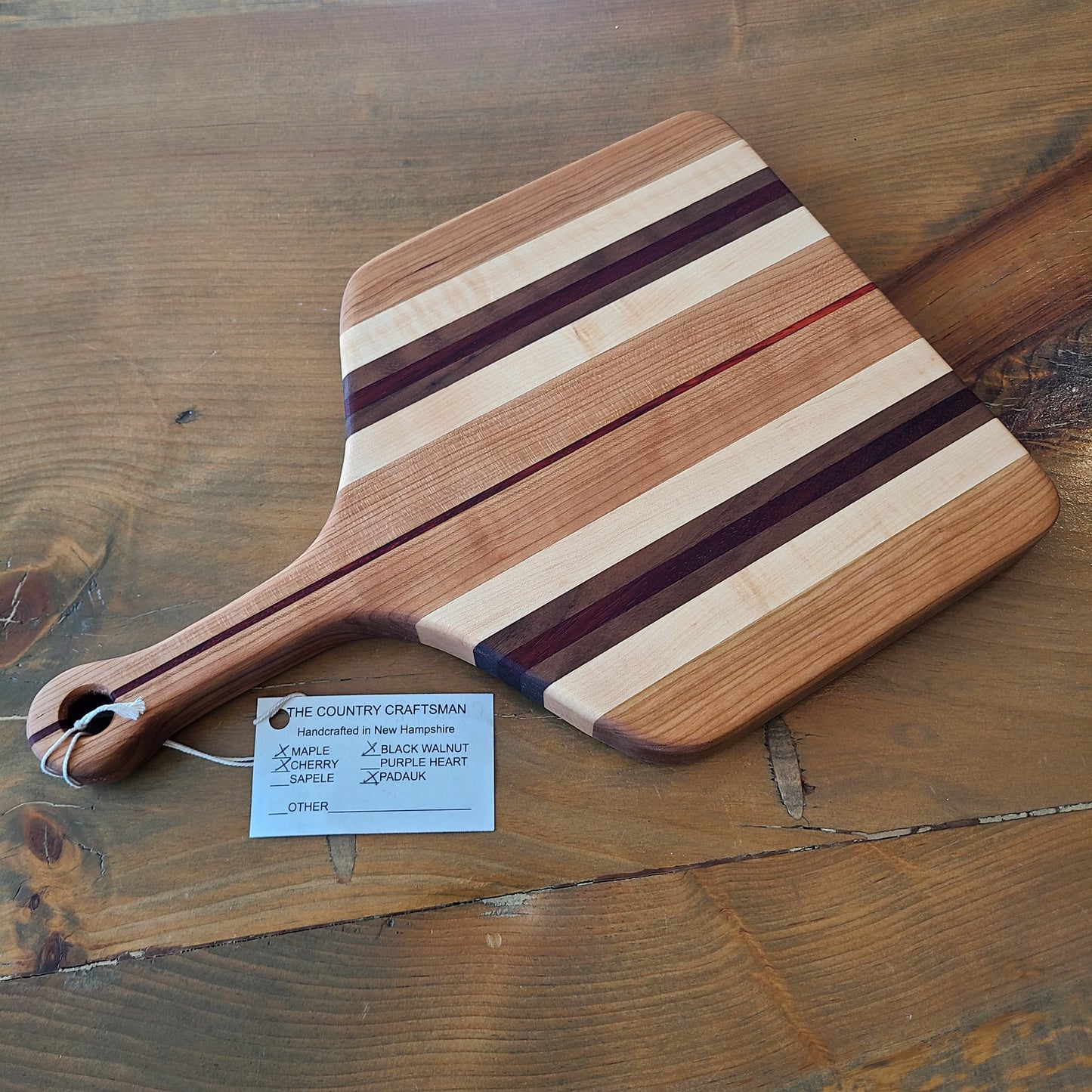 Handcrafted maple, cherry, black walnut, padauk wood cutting board (The Country Craftsman) OL