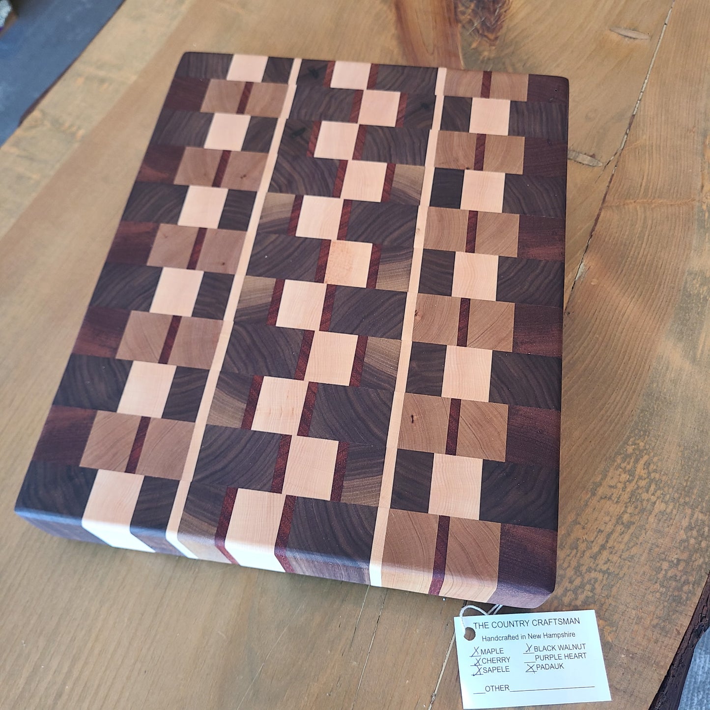 Handcrafted Maple, Cherry, Sapele, Black Walnut, Padauk Woods Butcher Block (The Country Crafstman) OL