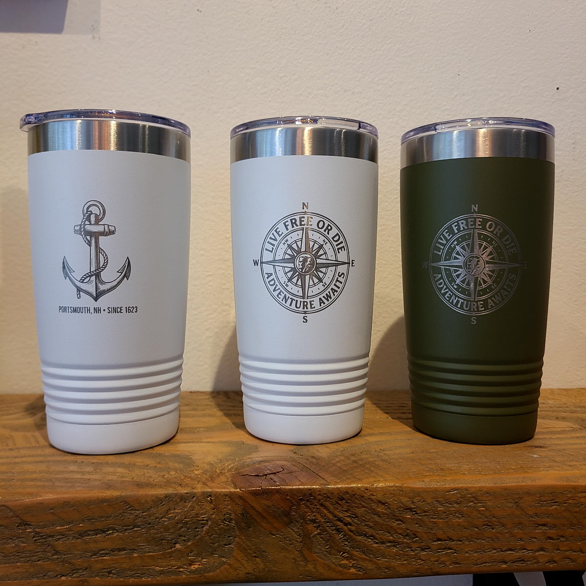 NH Insulated Tumblers Portsmouth & Live Free or Die 20 oz. (ELJ Designs) OL