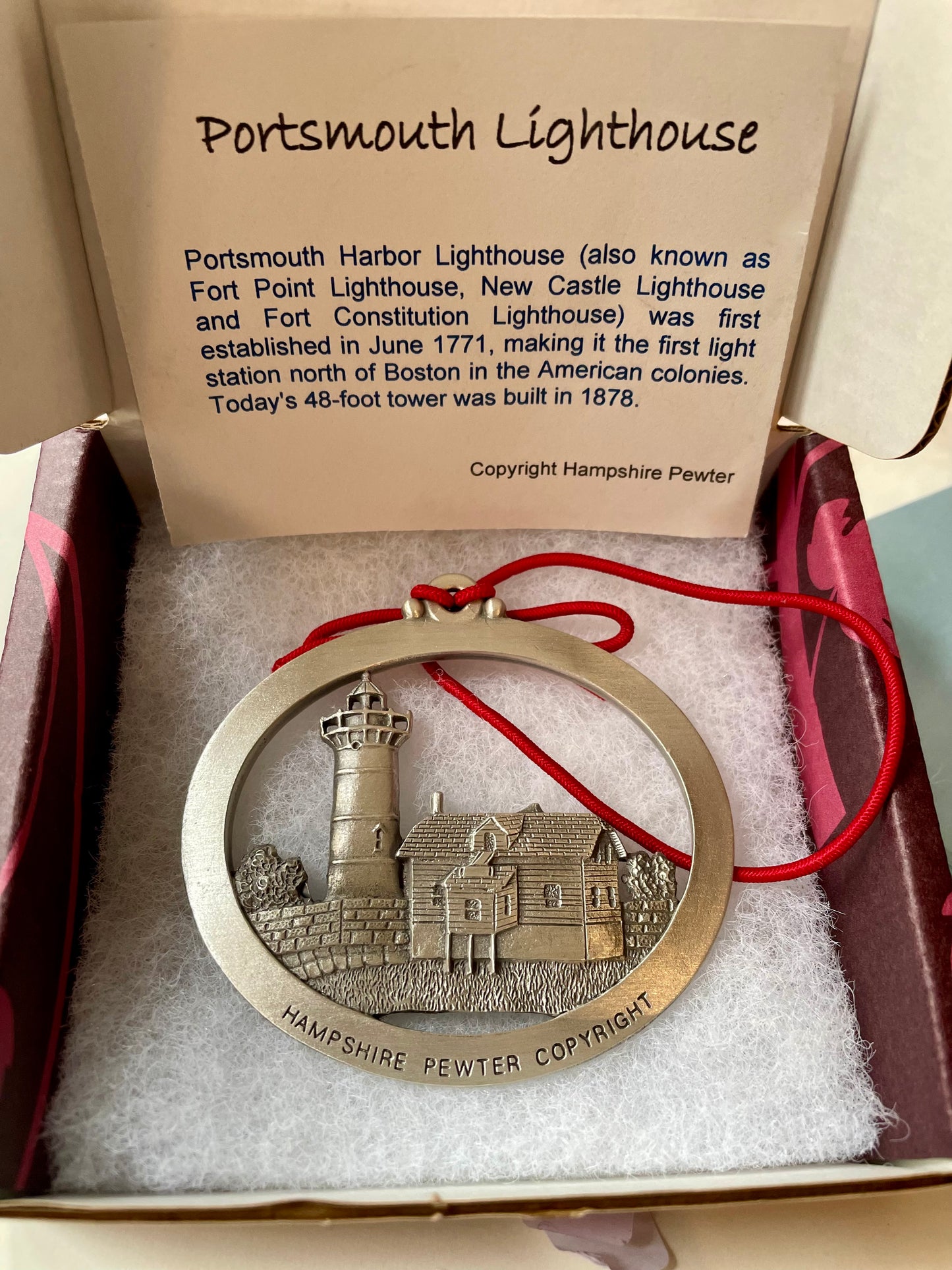 Portsmouth NH Lighthouse Pewter Ornament (Hampshire Pewter) OL