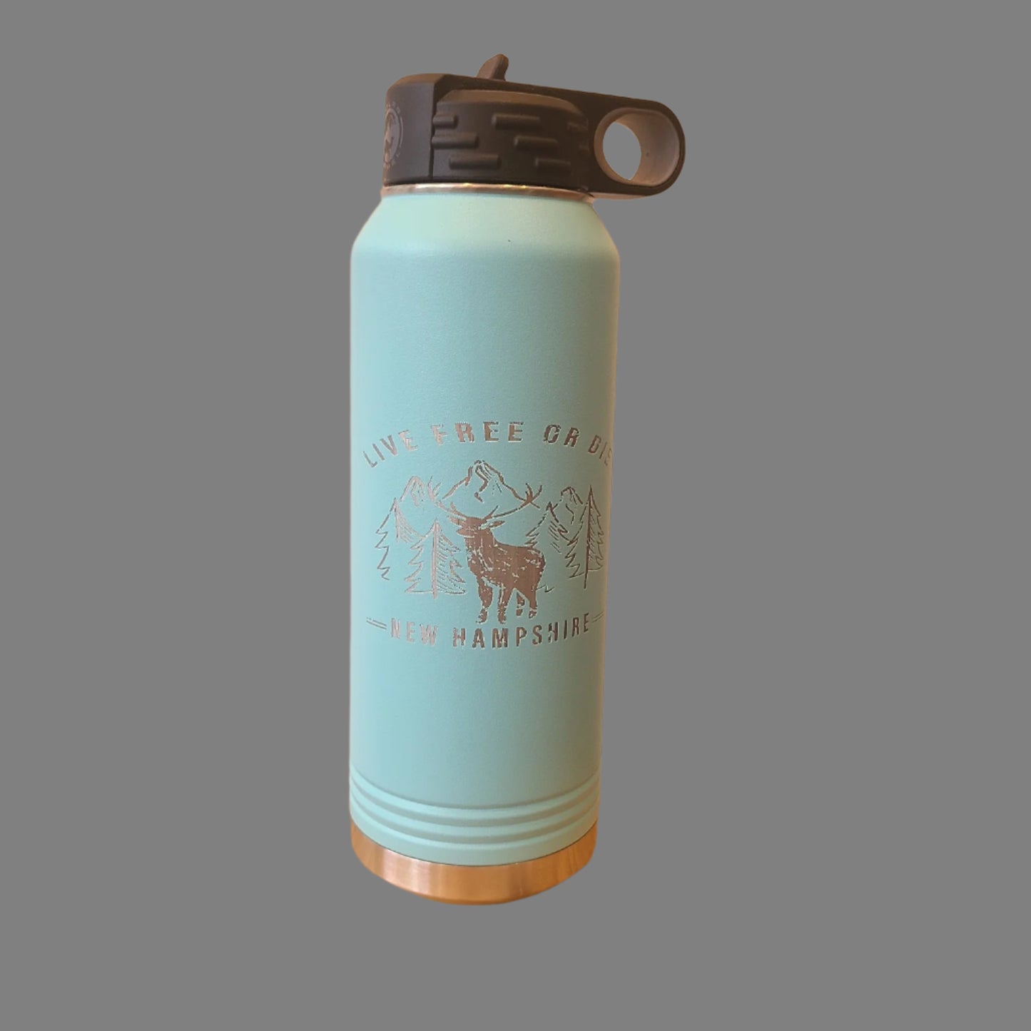 Black/Rose Gold etched 40 oz. insulated tumbler w/ straw (Dapper Moose Design Co.) OL