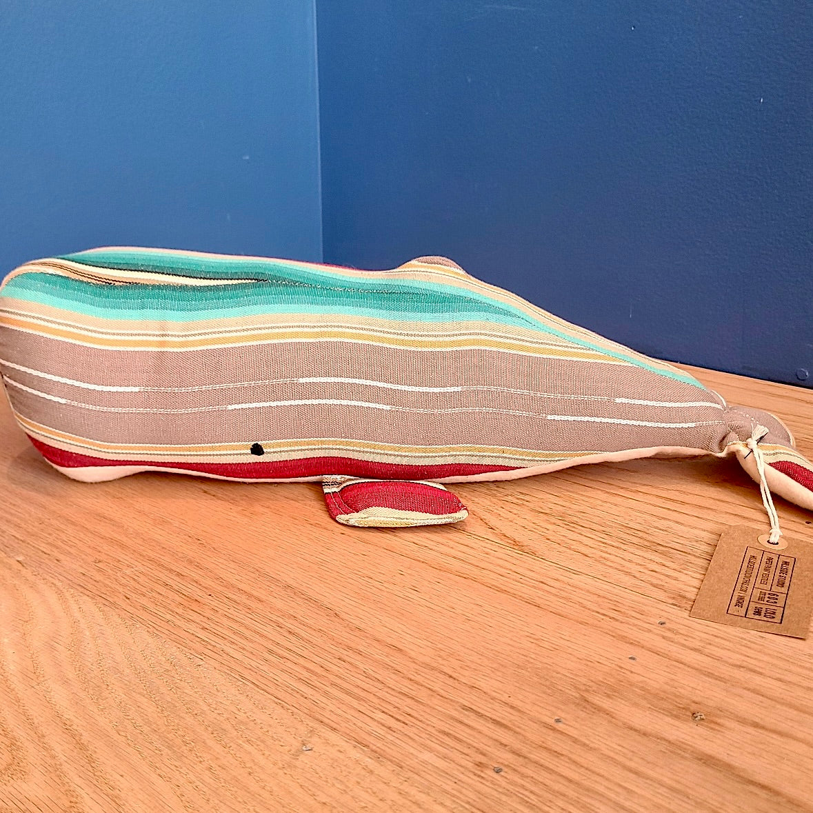 CN-139-03 NH Artisan Textile Stripe Whale Pillow (Approx. Length 18" Hillside Studio) OL