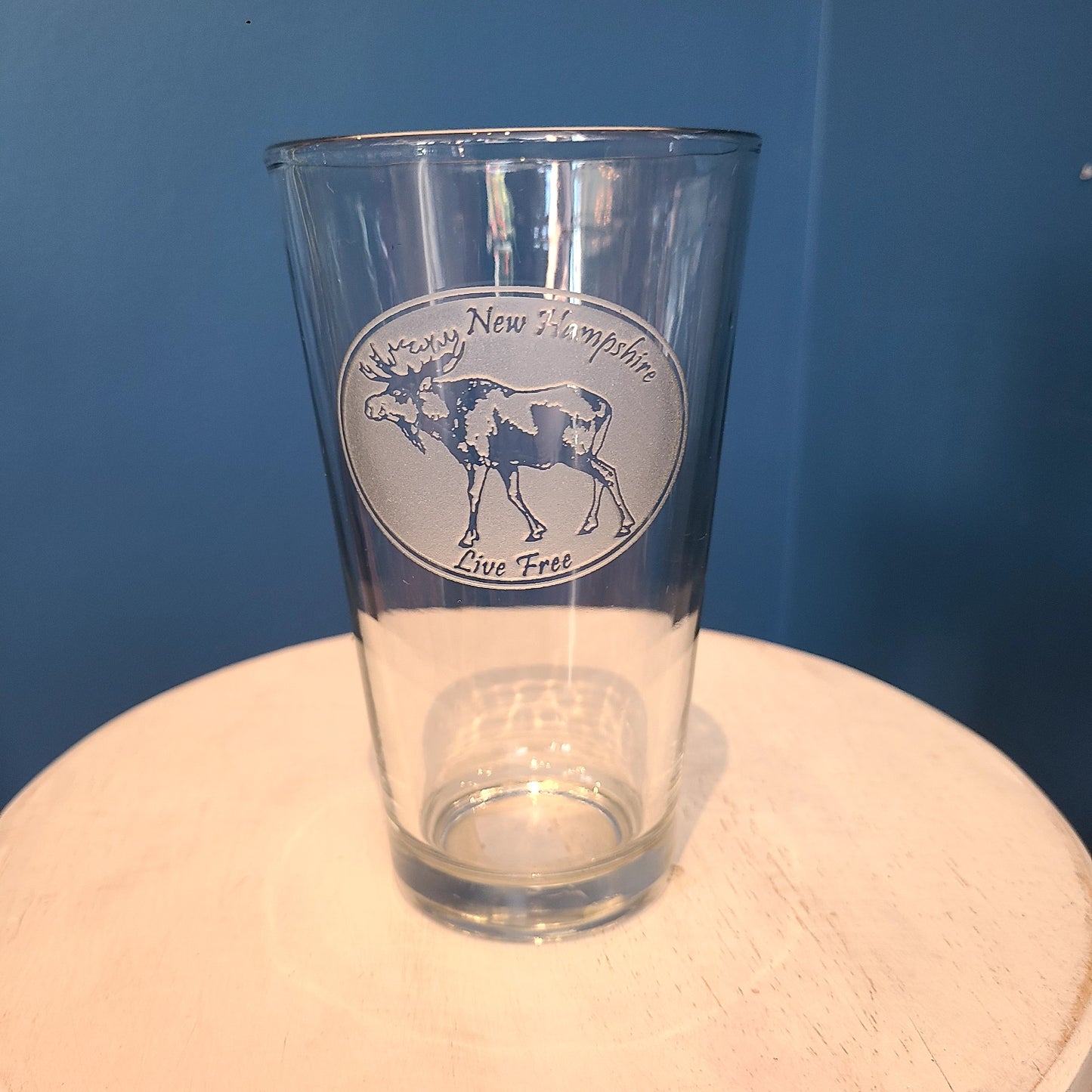 NH Crystal Pint Glass 16 oz. various etchings (American Crystal Works) OL