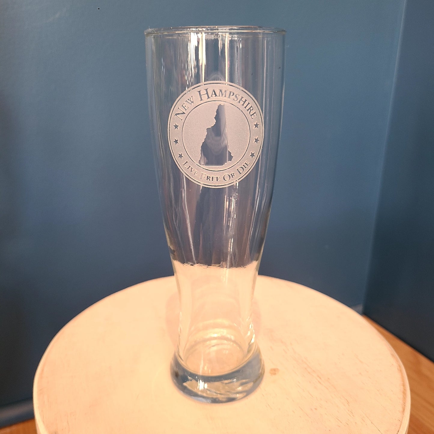 NH Crystal Pilsner Beer Glass various etchings 16 oz. (American Crystal) OL