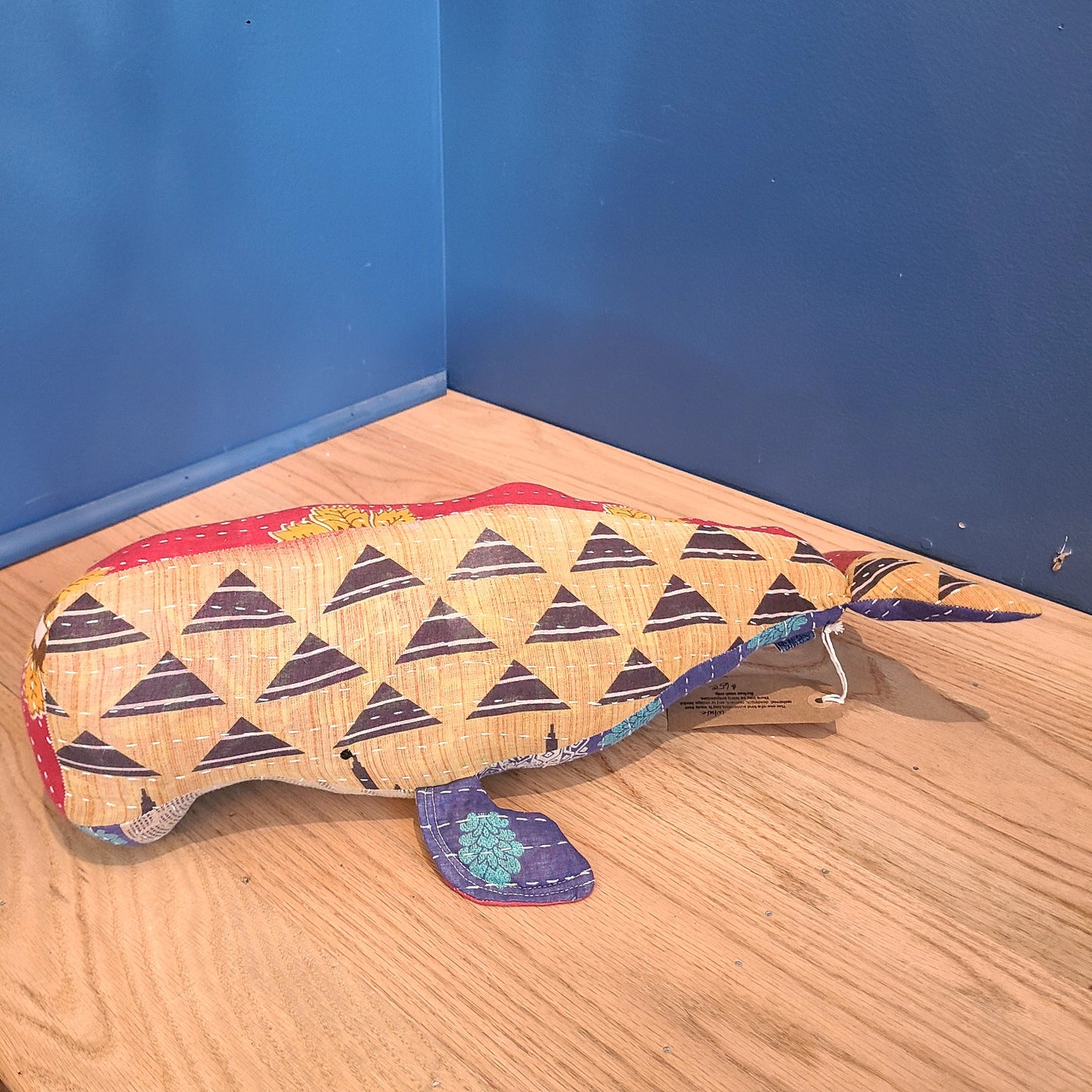 NH Artisan Textile Whale Pillow Multi-Colored/Multi-Sided (Approx. Length 18" Hillside Studio) OL