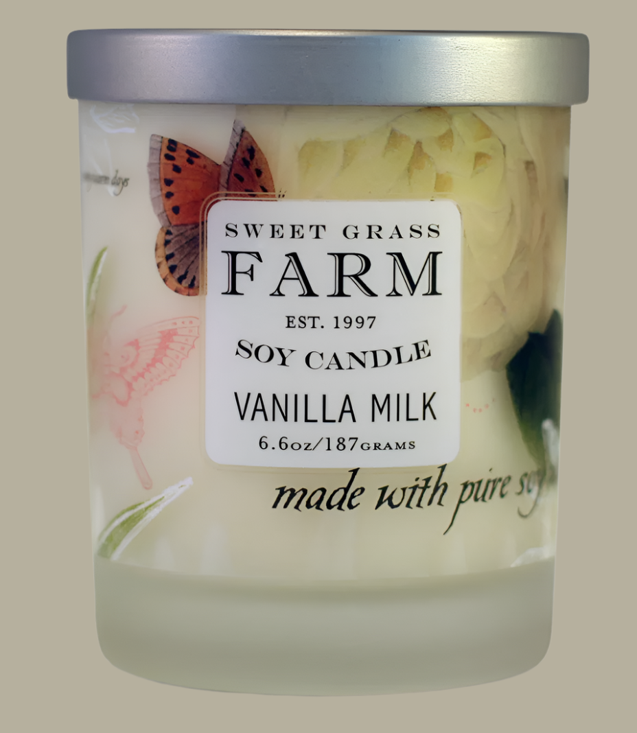 Soy Candle Vanilla Milk Scent 6.5 oz. (Sweet Grass Farm) OL