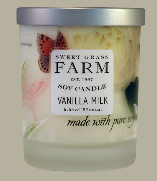 Soy Candle Vanilla Milk Scent 6.5 oz. (Sweet Grass Farm) OL