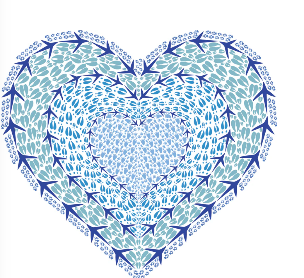 Blue Heart Magnet (Animal Tracks Design) OL