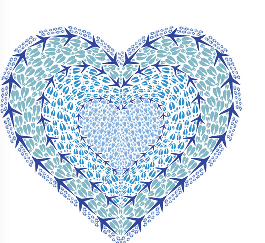 Blue Heart Magnet (Animal Tracks Design) OL