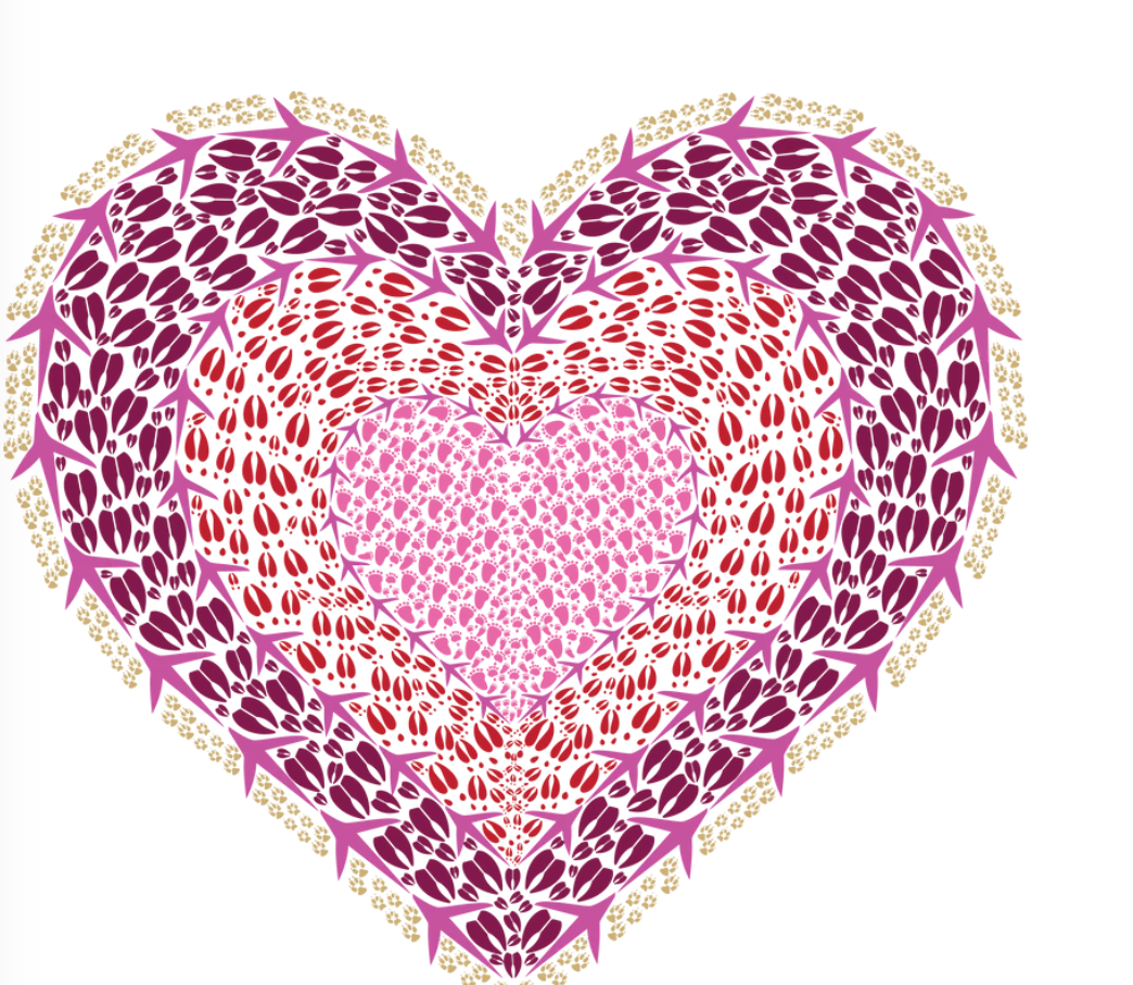 Blue Heart Magnet (Animal Tracks Design) OL