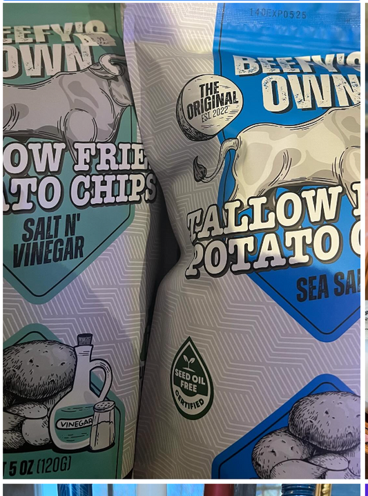 Tallow Artisan Salt and Vinegar Chips 5 oz bag (Beefy's Own) OL