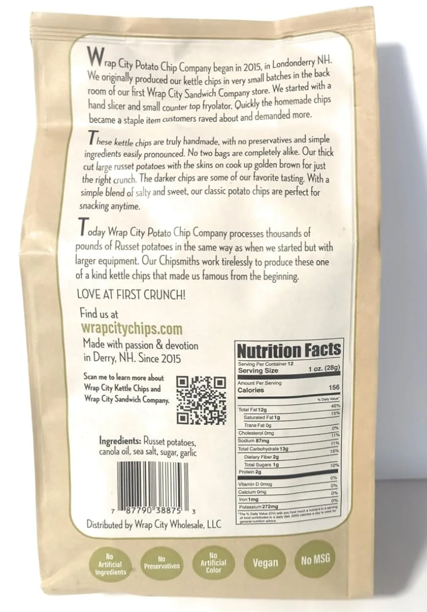 Original Kettle Chips 12oz (Wrap City) OL