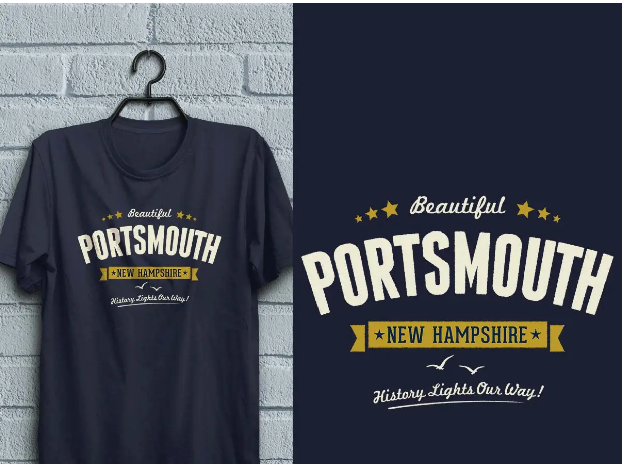 Beautiful Portsmouth NH adult t-shirt (Retro Planet) OL