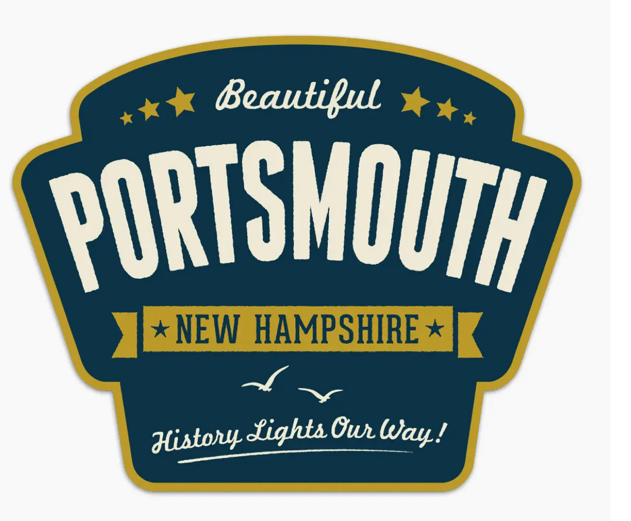 "Beautiful Portsmouth NH" vinyl mini sticker (Retro Planet) OL