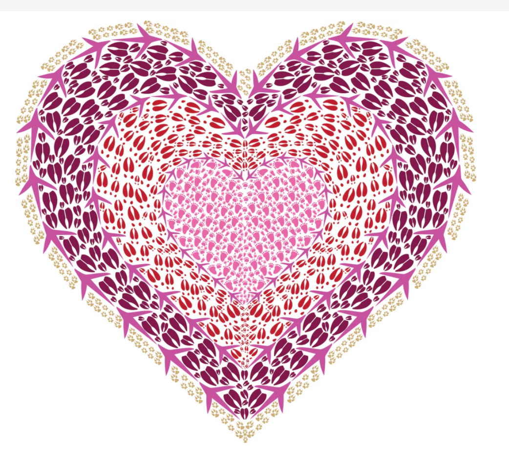 Pink Heart Magnet (Animal Tracks Design) OL