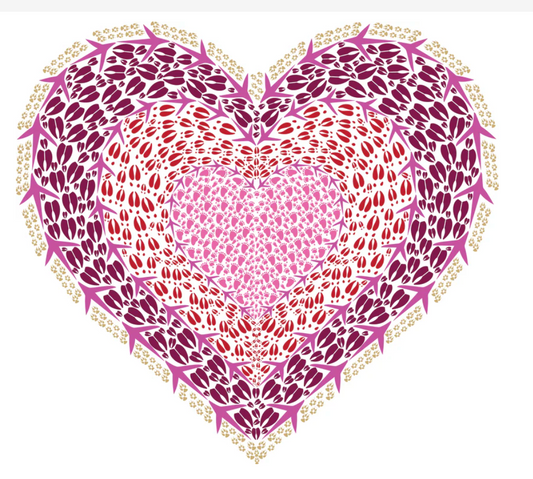 Pink Heart Magnet (Animal Tracks Design) OL