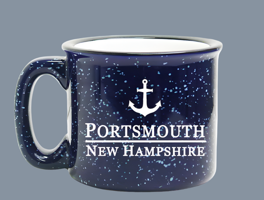 Portsmouth etched cobalt blue ceramic campfire mug 15 oz. (American Crystal) OL