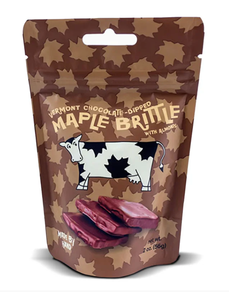 Maple Brittle Dipped in Chocolate with Almonds 2 oz. resealable pouch (Ben's Sugar Shack) OL