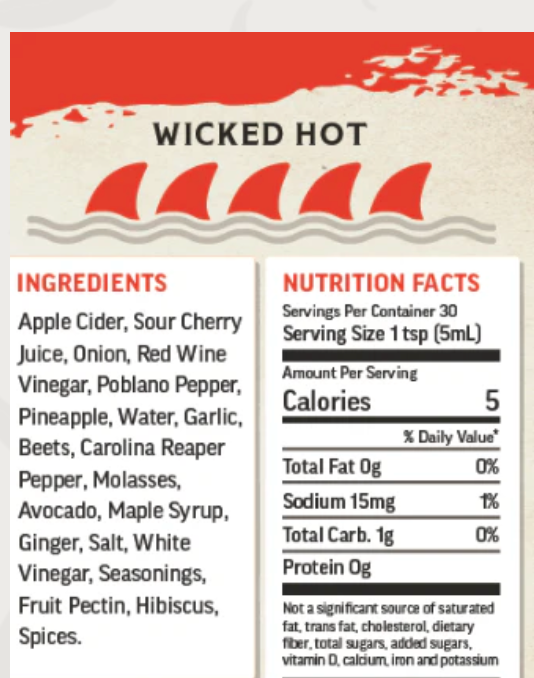 Megalodon Carolina Reaper Hot Sauce WICKED HOT 5 oz. (Spicy Shark) OL