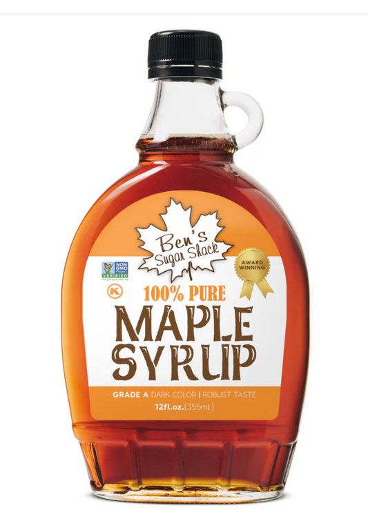 NH Pure Maple Syrup Ben's glass flask 12 oz. (Ben's Maple) OL