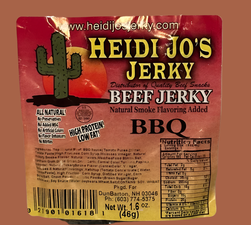 All Natural Grass Fed Maple Beef Jerky 1.6 oz. (Heidi Jo's) OL