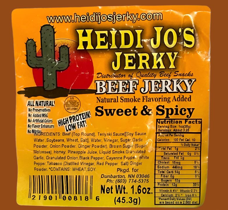All Natural Grass Fed Sweet & Spicy Beef Jerky (Heidi Jo's) OL