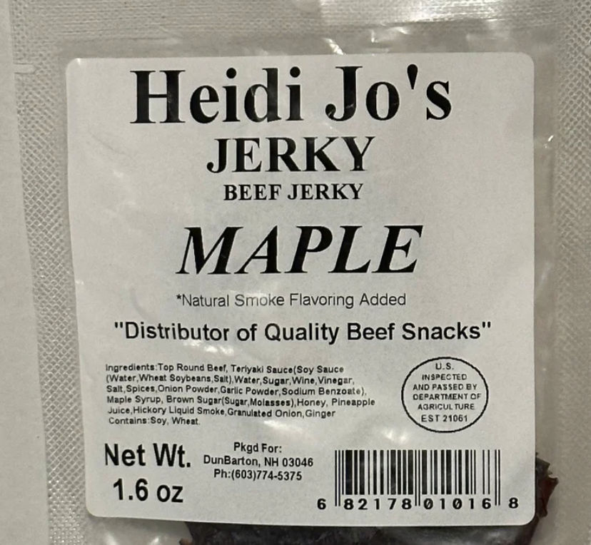All Natural Grass Fed Maple Beef Jerky 1.6 oz. (Heidi Jo's) OL