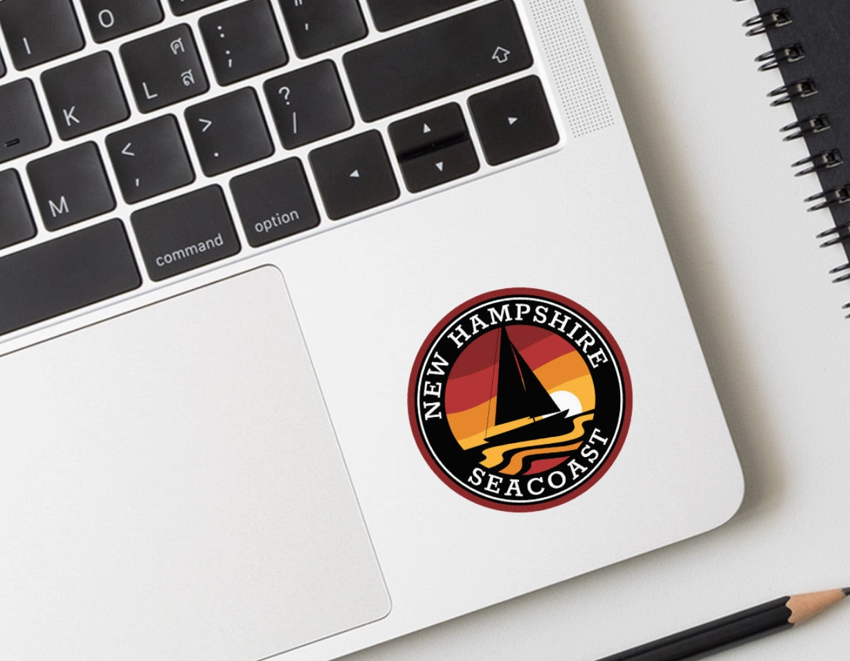 NH Seacoast Sailboat vinyl mini sticker (Retro Planet) OL