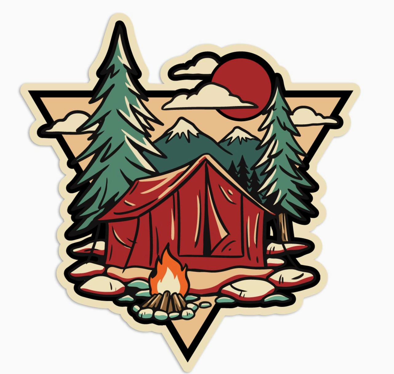 Campsite Die Cut Vinyl Sticker (RetroPlanet) OL
