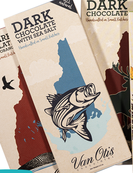 NH Souvenir Dark Chocolate Sea Salt Candy Bar 2.5 oz. (Van Otis) OL