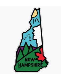 Colorful NH Outline Old Man Die Cut vinyl sticker (RetroPlanet) OL
