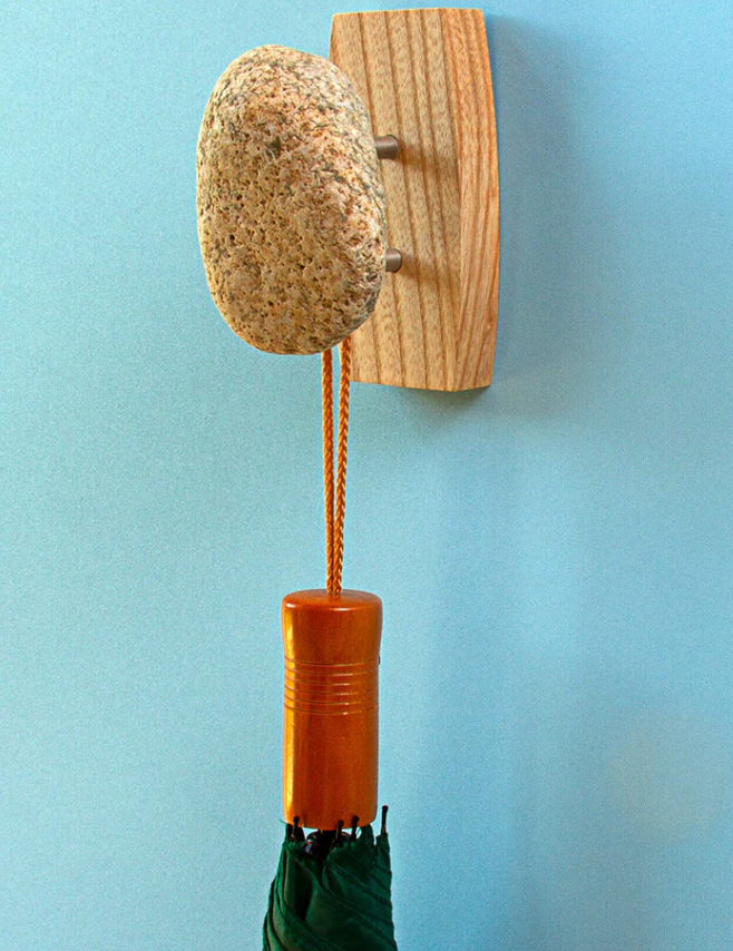 Hardwood Ash Stone Coast Coat Hook (Sea Stones) OL