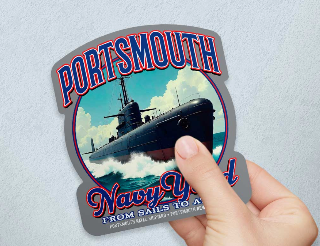 Portsmouth NH Naval Shipyard Vinyl Sticker (Retro Planet) OL