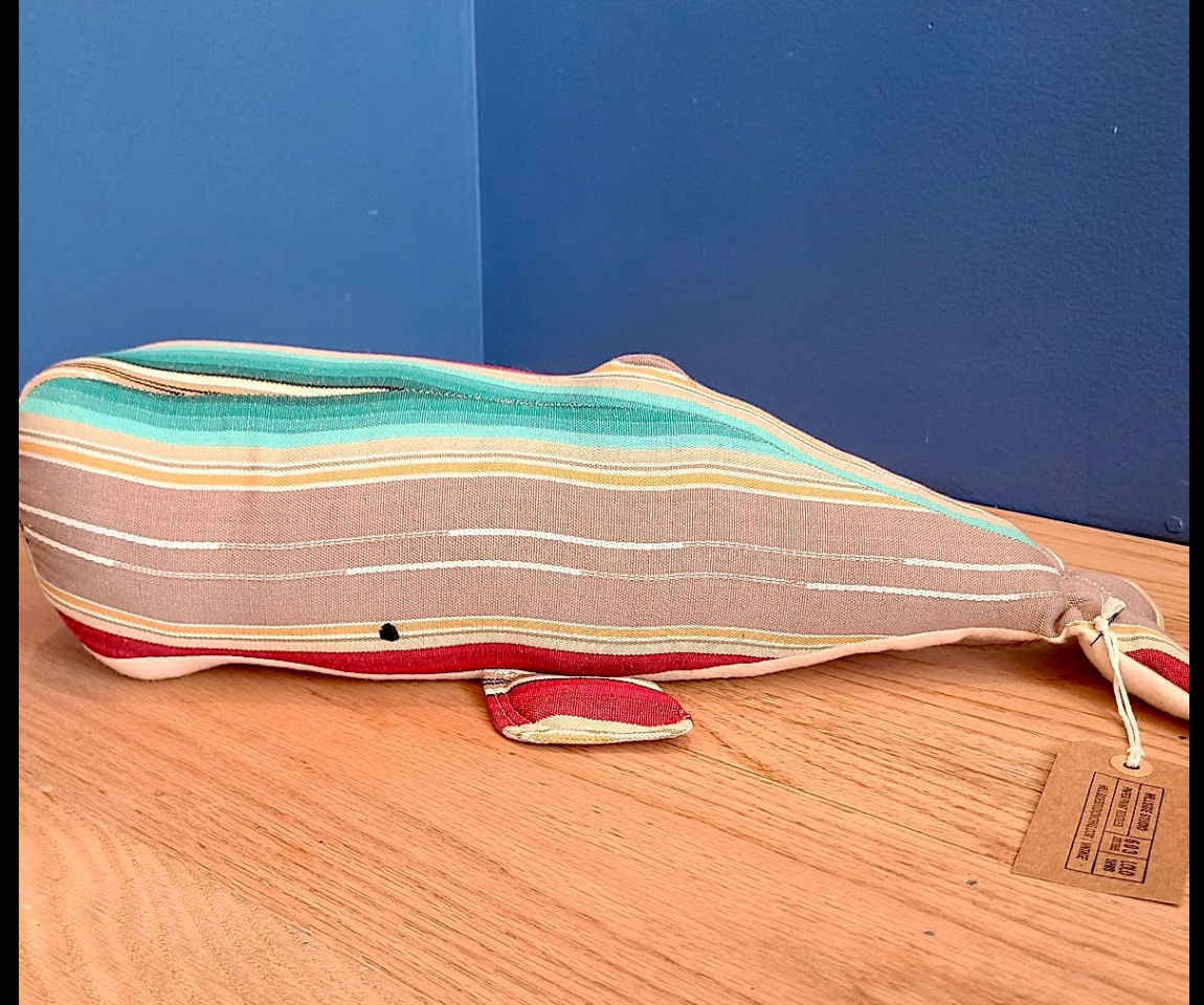 NH Artisan Textile Whale Pillow Textured Beige (Approx. Length 18" Hillside Studio) OL