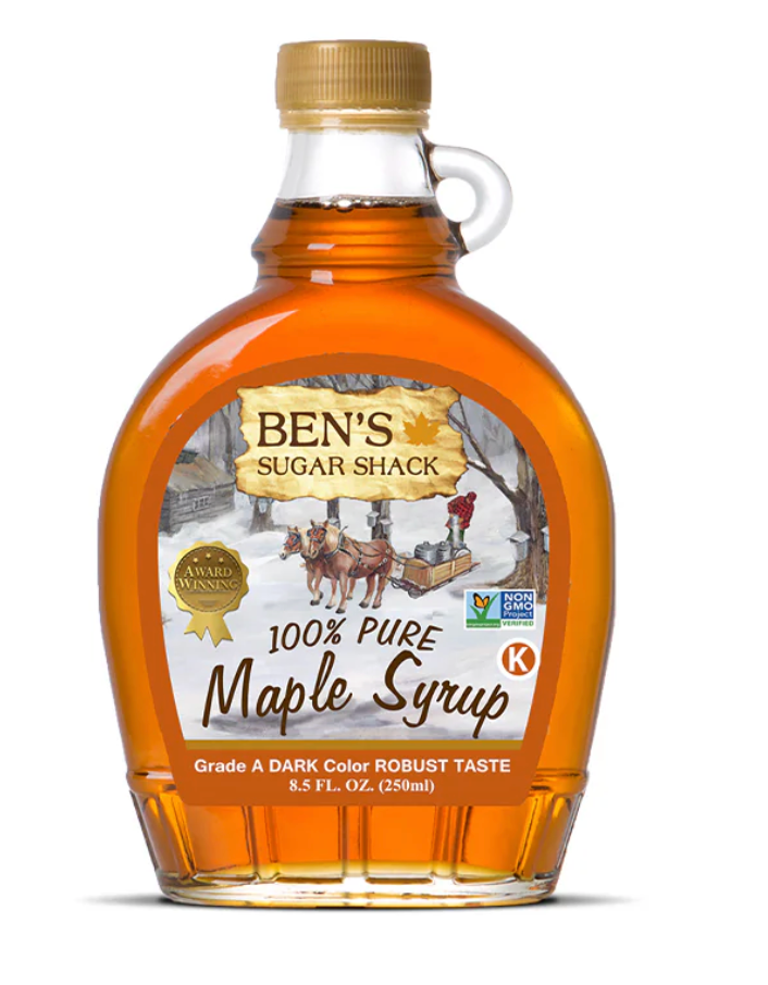 NH Pure Maple Syrup Ben's glass flask 8.5 oz. (Ben's Maple) OL