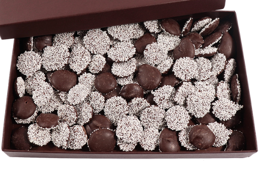 Window Boxed Milk Chocolate Non Pareil 8 oz. (Van Otis) OL