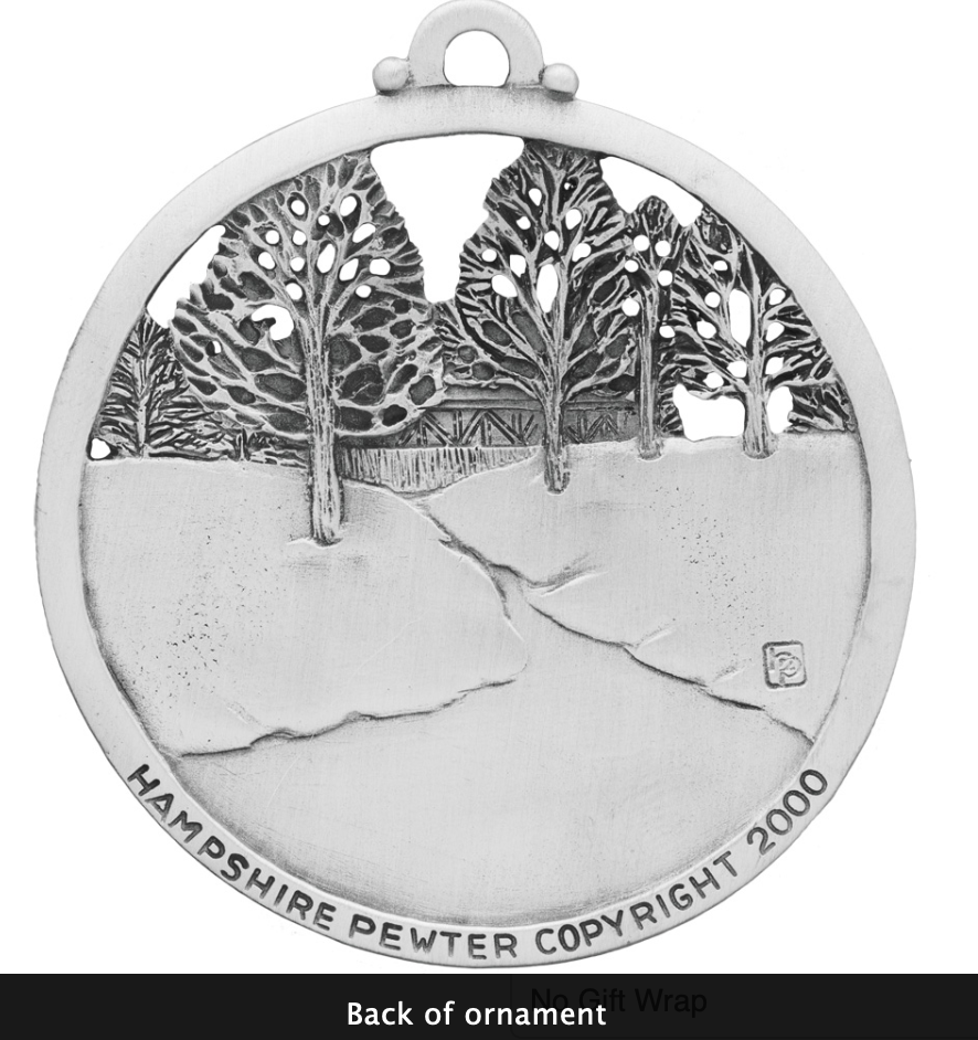 NH Tranquility Covered Bridge Pewter Ornament (Hampshire Pewter) OL