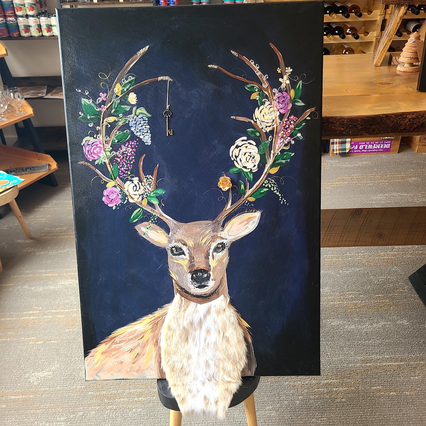 Spring Deer Mixed Media Painting (Jessica Filip) OL