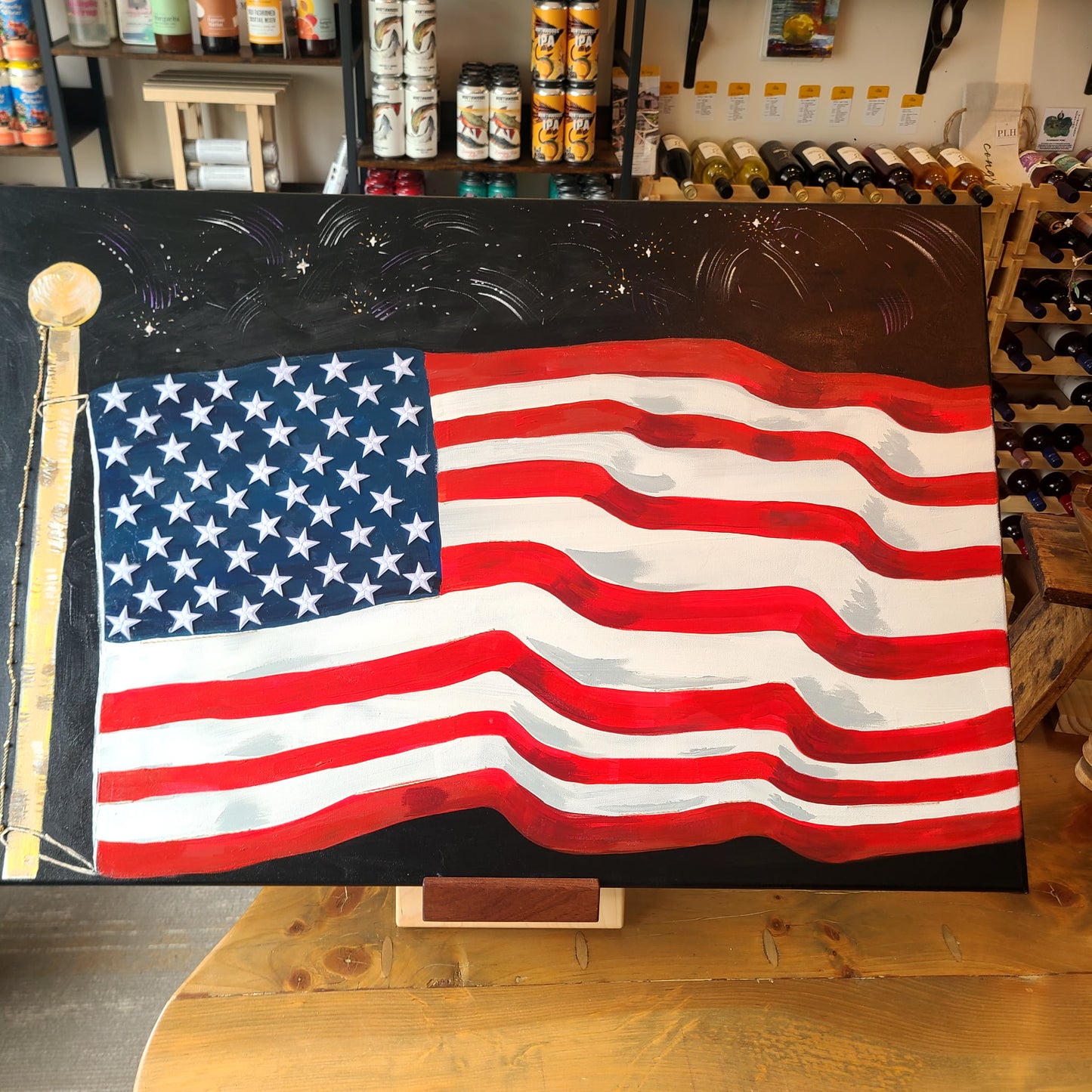 American Flag Mixed Media Painting (Jessica Filip) OL