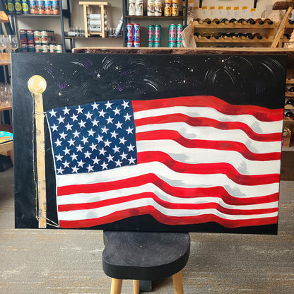 American Flag Mixed Media Painting (Jessica Filip) OL