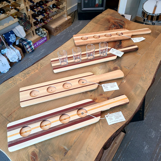 Handcrafted premium wood  Beer Flight w/ glasses (The Country Craftsman) OL