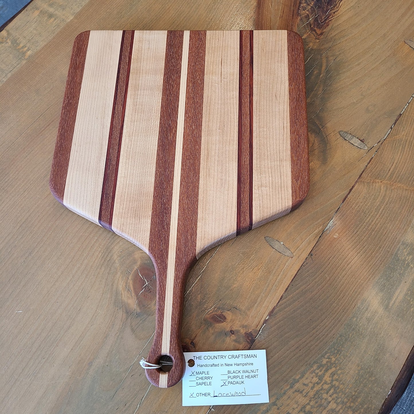 Handcrafted maple, padauk & lacewood wood cutting board (The Country Craftsman) OL