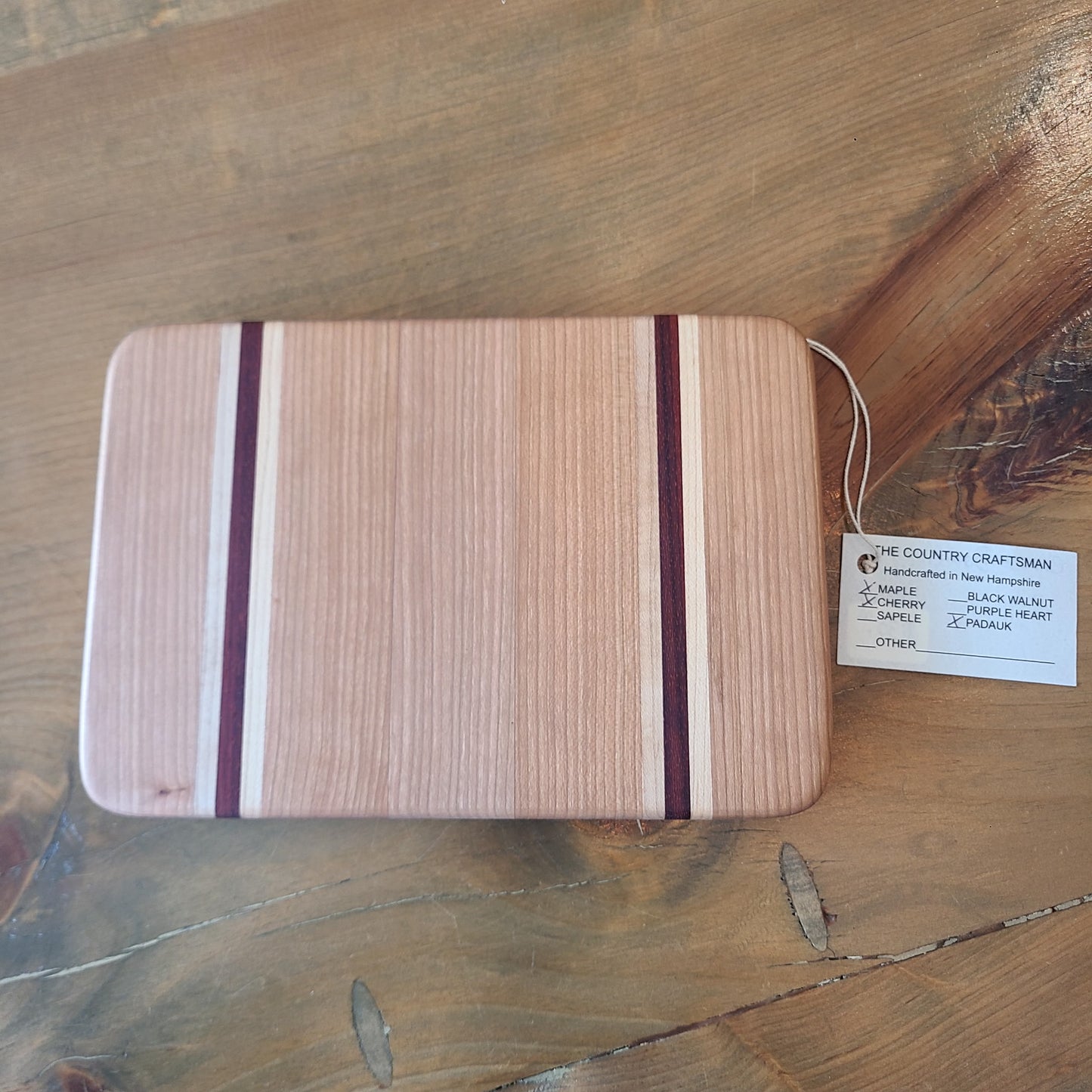 Handcrafted Maple, Padauk & Cherry Woods Cheese Board (The Country Craftsman) OL