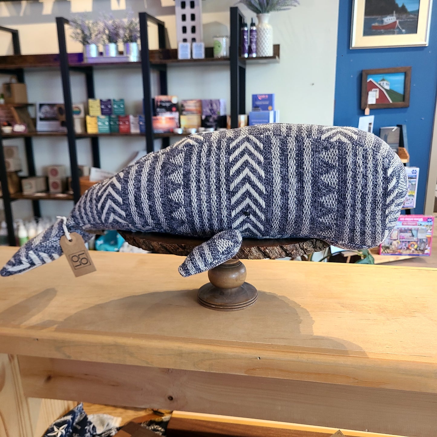 NH Artisan Textile Whale Pillow  (Hillside Studio) OL