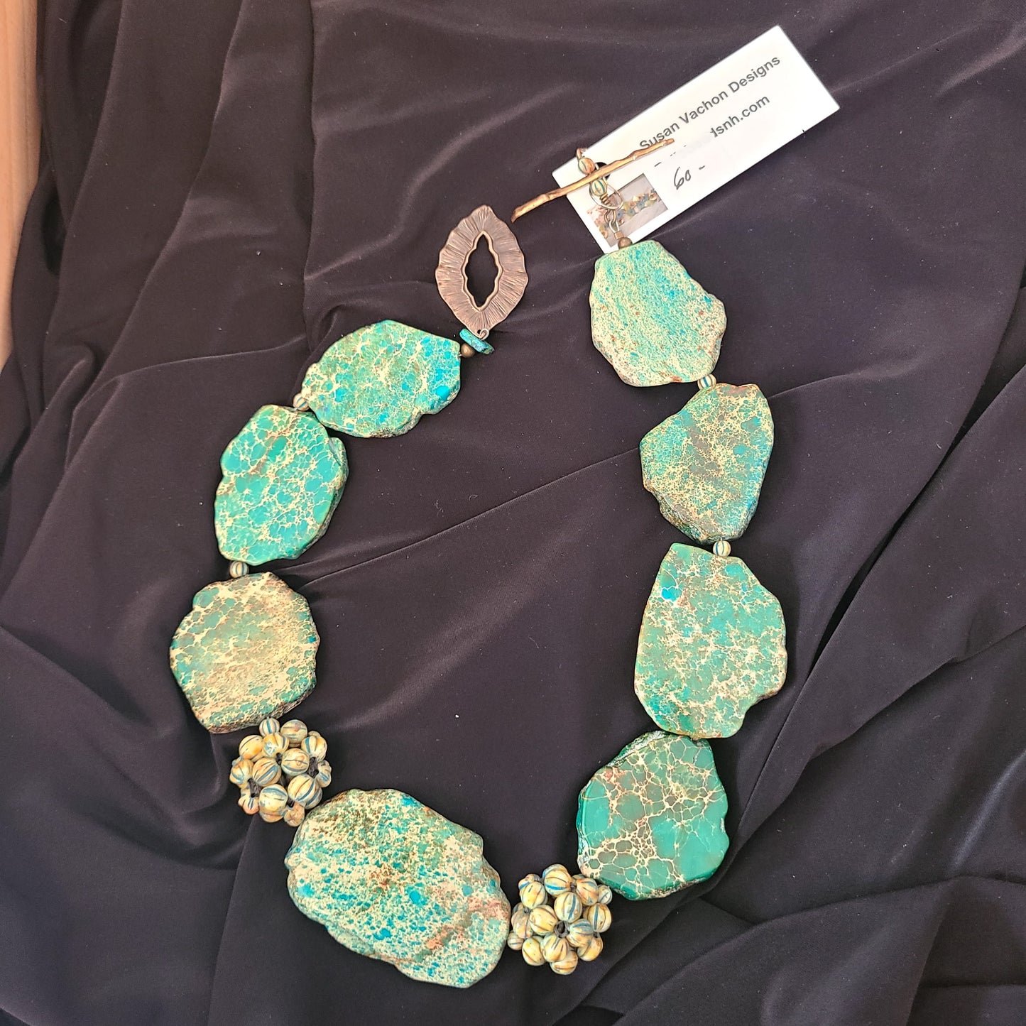 Turquoise Necklace with Beaded Trade Beads (Susan Vachon Designs) OL