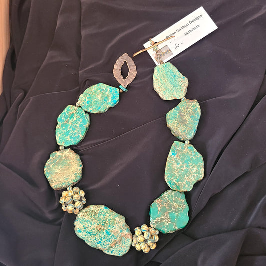 Turquoise Necklace with Beaded Trade Beads (Susan Vachon Designs) OL