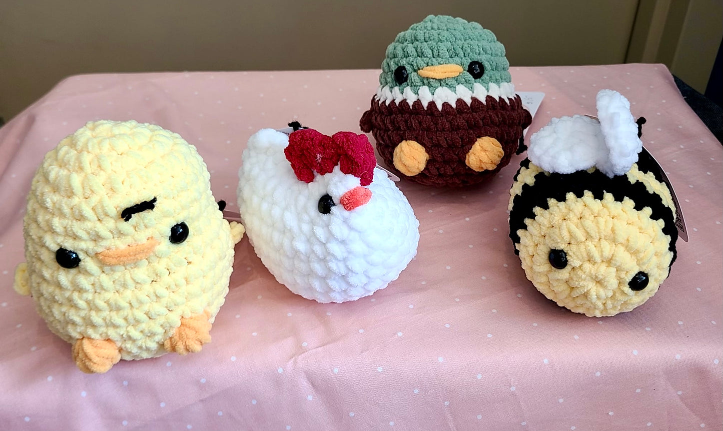 Handmade Crochet bees, hens, ducks & chicks buddies (Crochet By Mindy) OL