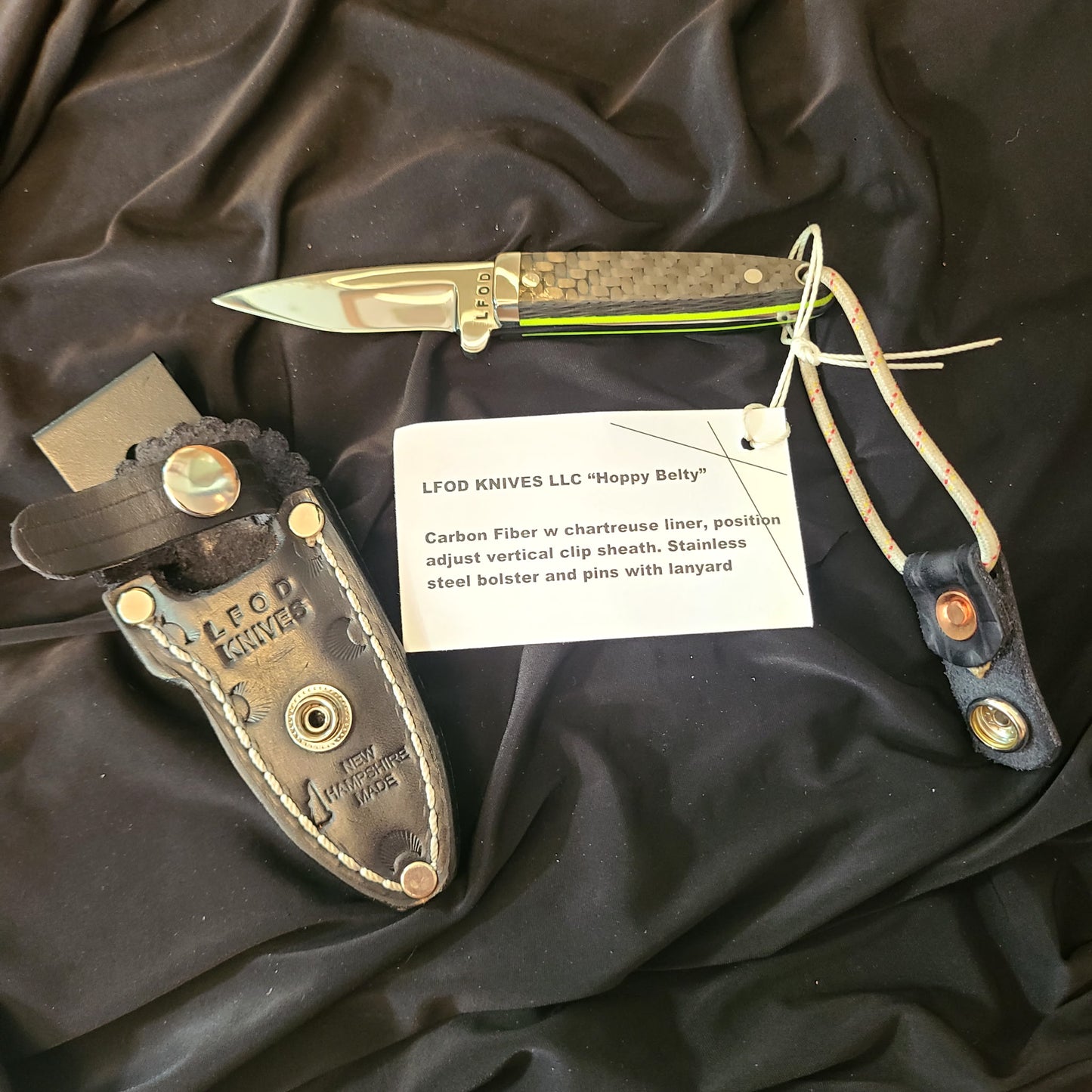 Hoppy Belty with Carbon Fiber Handle includes handmade leather sheath (LFOD Knives) OL