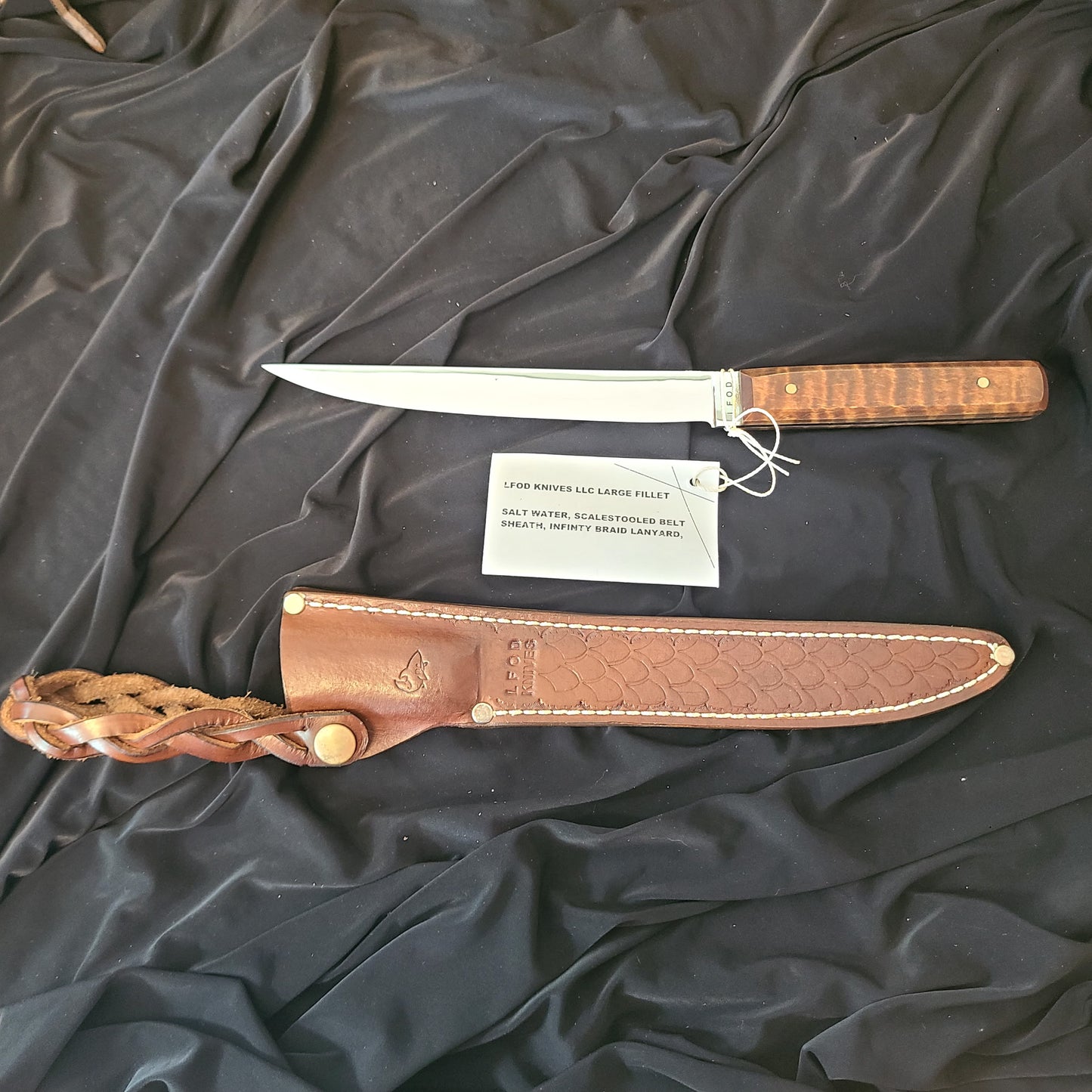 Salt Water Fillet with NH Maple includes handmade leather sheath (LFOD Knives) OL